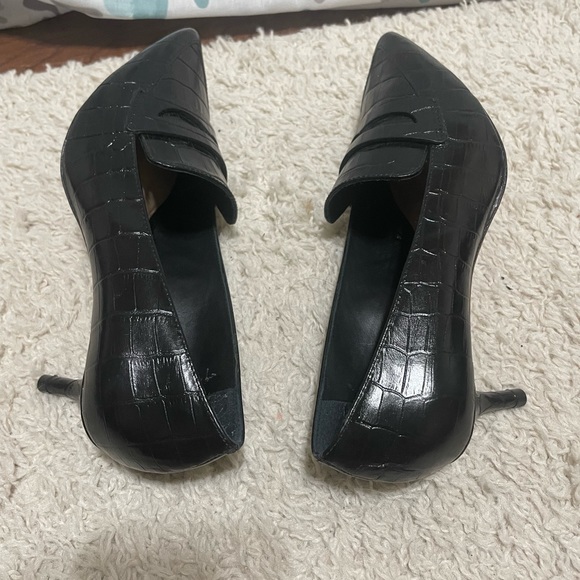 Antonio Melani Leedia Heels Pumps 6.5 Shoes Croc Embossed Leather Classic Black - Picture 6 of 7